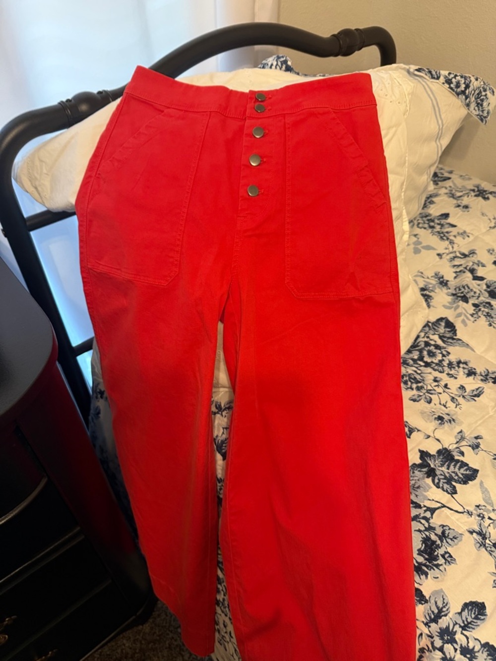 J. Crew Red High-Rise Button-Front Jeans